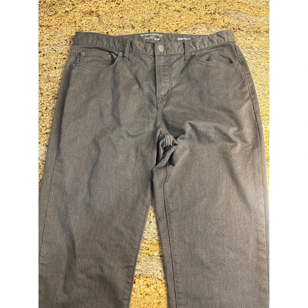 Lot of 3 Banana Republic Travel Jeans Slim Fit Dark Gray 34x32‎ Mens Pants
